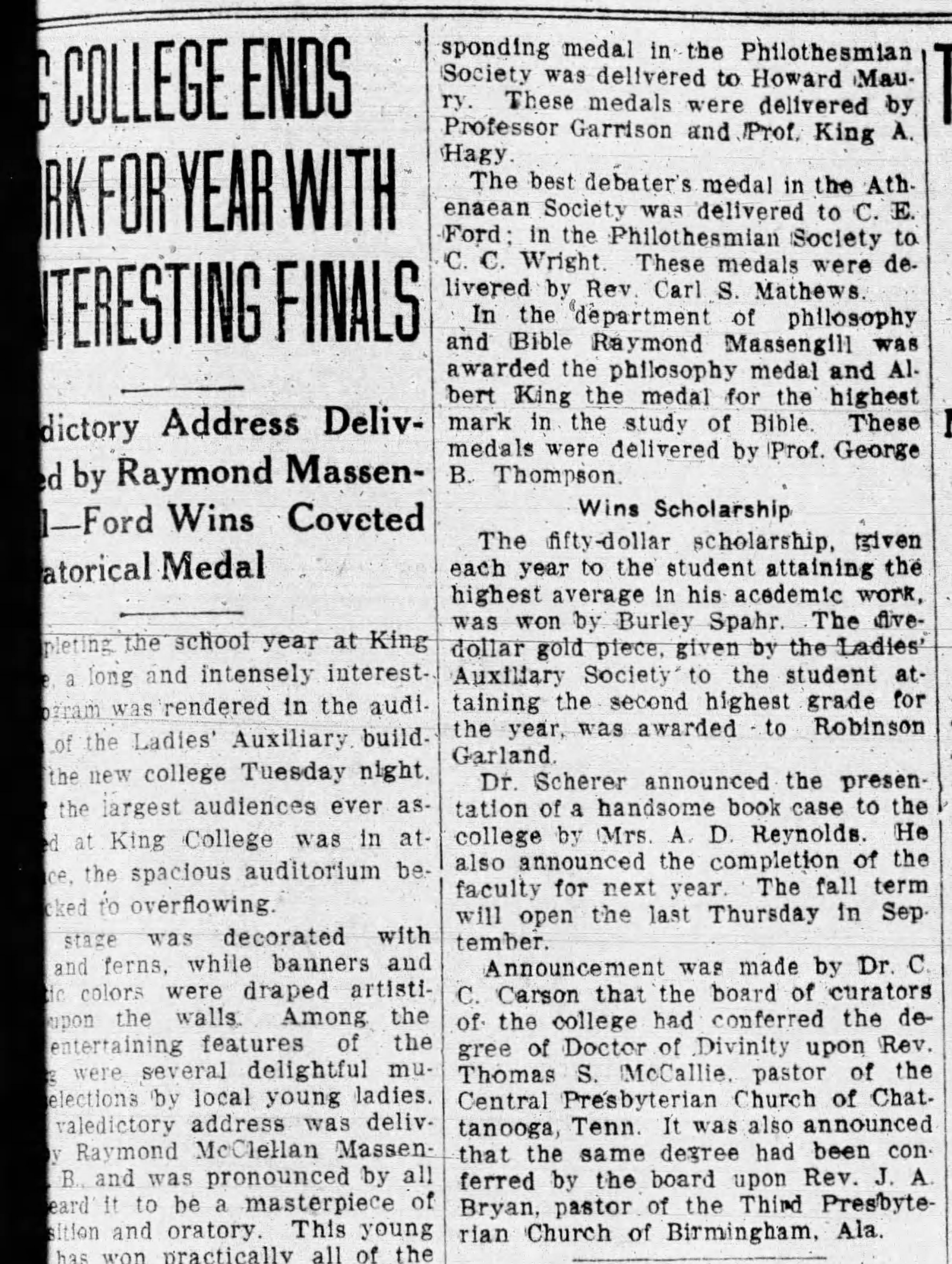 Confers Doctor of Divinity